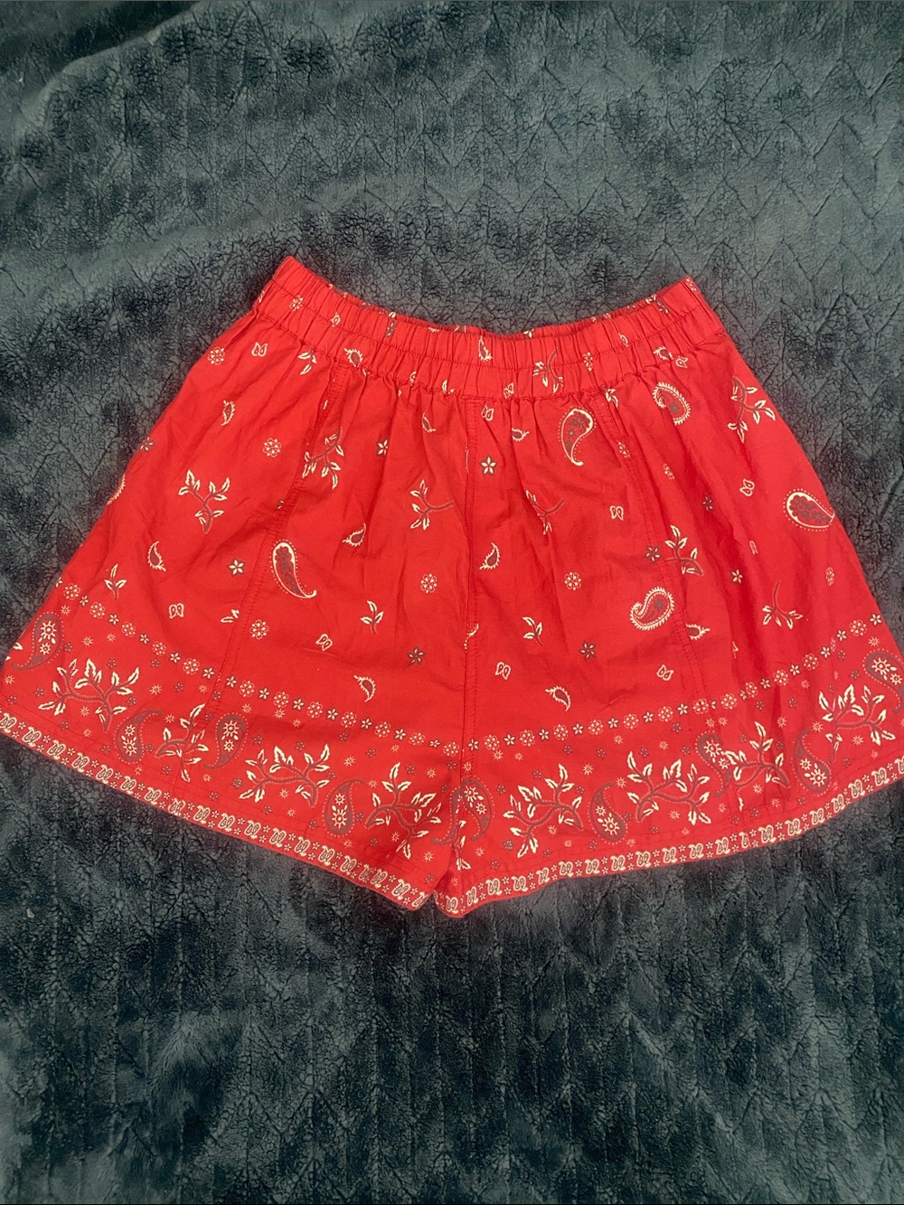 NWT Free People Red Bandana-Print Athletic Shorts